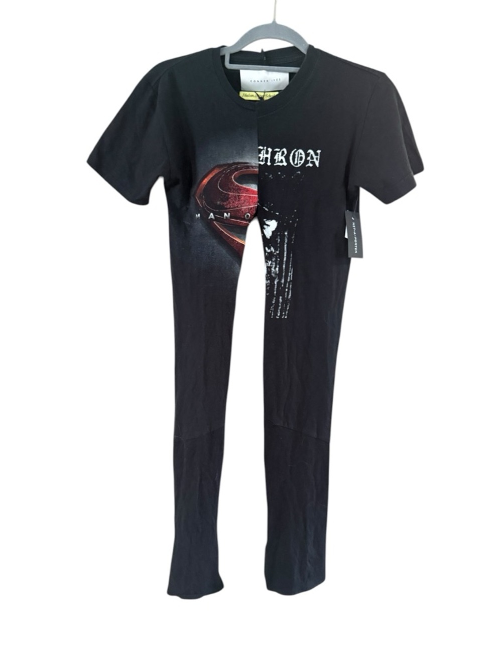 Black Graphic Short Sleeve Crop Tee with Red Crest Detail - Picture 4 of 13